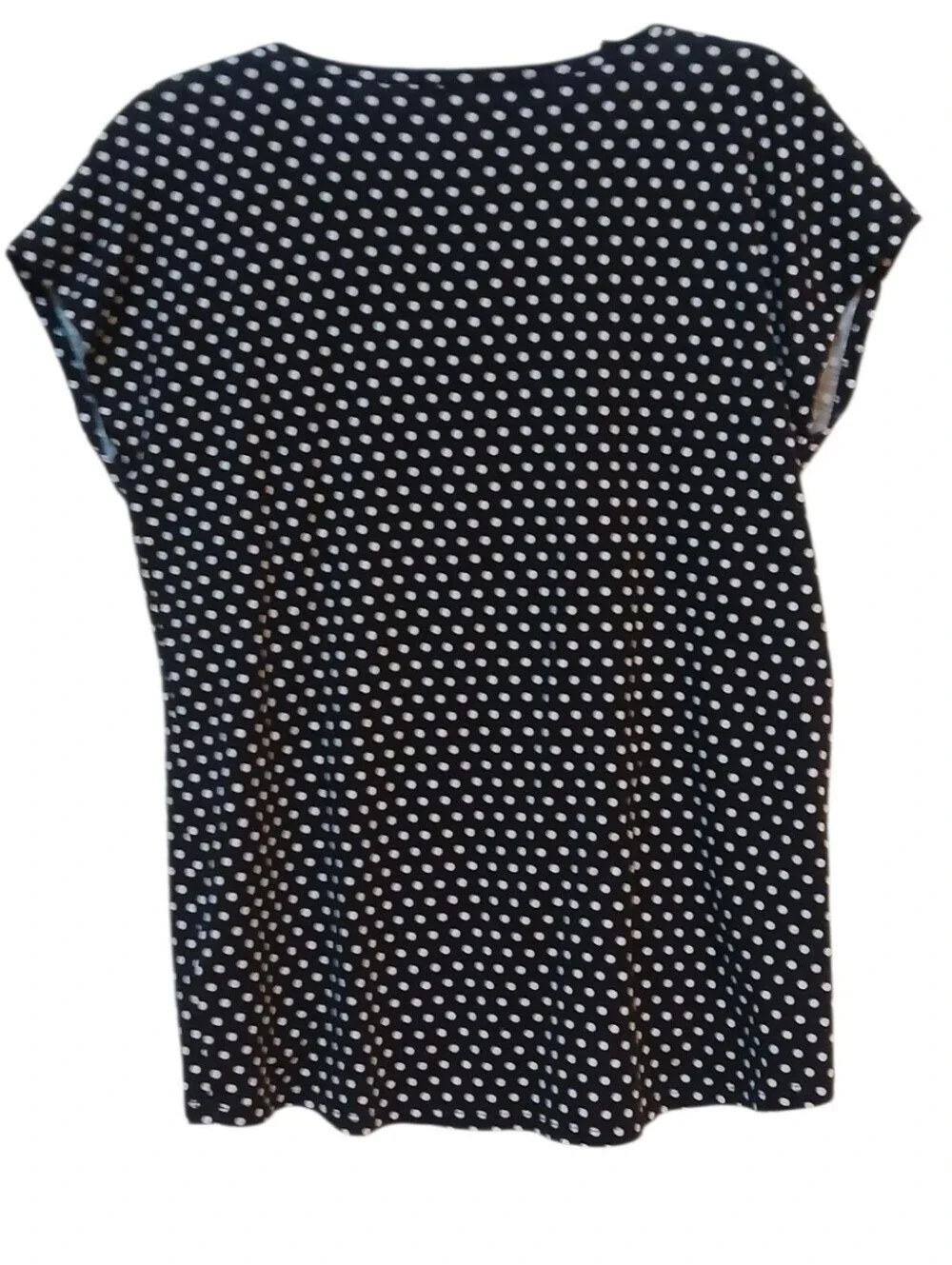 Michael Kors - Black Hi/Lo Blouse With White Poke dots, Flutter Sleeves,